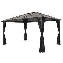 Pavėsinė su užuolaidomis, aliuminis, 4x3x2,6 m, juoda
