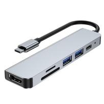 usb type c to usb 2.0 - Tech-Protect V4 Type-C Multiport Hub 6in1 USB / HDMI / SD / PD - 1 nuotrauka
