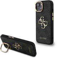 Guess PU 4G Metal Logo Stand Camera Frame dėklas Apple iPhone 13 Juodas (Black)