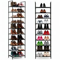 Springos Metalinė batų lentyna, 10 lygių, 178 cm, juoda (Black)