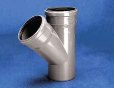 kanalizacijos trisakis 50 45 - Trišakis Wavin 3-Way Connector Pipe Grey 45° 50mm - 1 nuotrauka