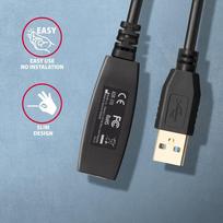 usb kabelis 10m - Axagon Active extension USB 3.2 Gen 1 A-M > A-F cable, 10 m long. Power supply option. | ADR-310 - 5 nuotrauka