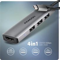 hdmi hdmi kabelis 15m - AXAGON HMC-H3A USB-C 5Gbps 4in1 Hub, 3x USB-A, HDMI 4K 30Hz, 15cm kabelis - 4 nuotrauka
