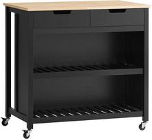 virtuves stalas su stalciumi - SoBuy Virtuvės sala ant ratukų FKW74-SCH, juoda (Black) - 1 nuotrauka