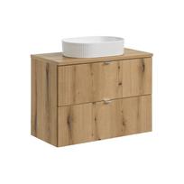 Vonios spintelė COMAD NOVA OAK BEYOND WHITE B 80, su stalviršiu ir praustuvu, ąžuolo