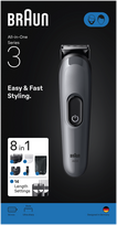 Braun Series 3 AIO3540 Daugiafunkcis Skustuvas 8-in-1 Tamsiai Pilka (Dark Grey)