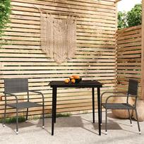 Lauko baldų komplektas VLX Poly Rattan 3 Piece, juodas/pilkas, 2 vietų