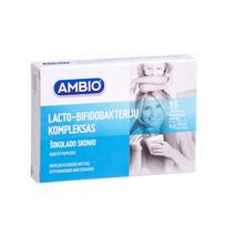  AMBIO LACTO-BIFIDOBAKTERIJŲ KOMPLEKSAS, šokolado skonio, 16 kramtomųjų tablečių
