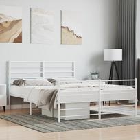 vidaXL Lovos rėmas su galvūgaliu ir kojūgaliu, baltas (White), 160x200 cm, metalas