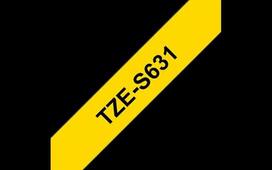 lipni juosta senukai - Brother | TZe-S631 Strong Adhesive Laminated Tape | Black on Yellow | TZe | 8 m | 1.2 cm | TZES631 - 1 nuotrauka