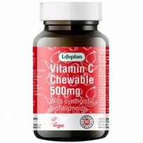 LIFEPLAN CHEWABLE VITAMIN C, 500 mg, apelsinų skonio vitaminas C su flavonoidais, 90 tablečių. Su cukrumi ir saldikliu