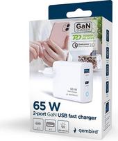 ikrovikliai type 2 - CHARGER USB 65W 2PORT/TA-UC-PDQC65L-W-01 GEMBIRD - 7 nuotrauka