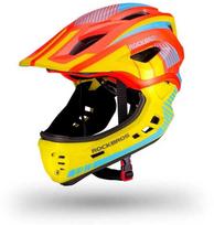 dviracio vaikisko - Rockbros TT-32SOYB-M vaikiškas dviračio šalmas su nuimama smakro apsauga, M dydis - Geltonai Oranžinė (Yellow-Orange) - 1 nuotrauka
