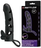 Pretty Love Male Vibruojanti varpos mova su rutuliniu dirželiu Juoda (Black)