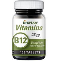 LIFEPLAN VITAMINAS B12 25 µg, 100 tablečių