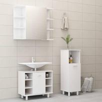 vidaXL Vonios kambario baldų komplektas 3 dalių, baltas (White)