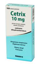 Cetrix 10mg tabletės nuo alergijos, N10