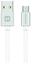 Swissten Textile Micro USB Data and Charging Cable 0.2m Silver