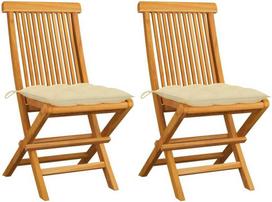 Lauko kėdė VLX Solid Teak Wood 3063254, kreminė/medžio, 57.5 cm x 60 cm x 90 cm