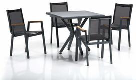 Lauko baldų komplektas Kalune Design Samara 1, juoda sp./pilka sp., 4 vietų