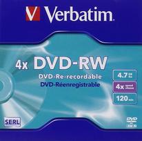 dvd rw - DVD+RW Verbatim [ jewel case 5 | 4.7GB | 4x ] - 1 nuotrauka