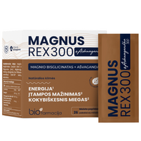 BIOFARMACIJA MAGNUS REX 300 + ASHWAGANDHA 300, 28 paketėlių