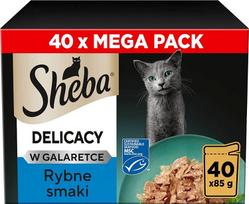 Šlapias kačių maistas SHEBA Delicacy žuvies skoniai želėje, 40x85 g