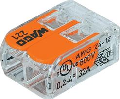 Laidų jungtis Wago 221-412/5, 2 x 0,2-4 mm², 32 A, oranžinė (Orange), 5 vnt.