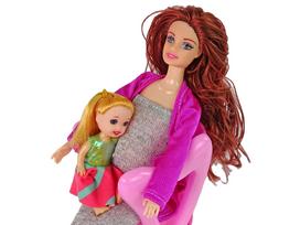ilgos sukneles - Leantoys Nėščia lėlė su ilgais plaukais - 2 nuotrauka