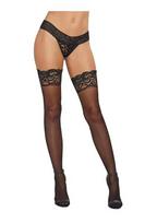 thigh highs - Dreamgirl Aukštos Kojinės su Siūle Gale (Dideli Dydžiai) Juodos (Black) - 1 nuotrauka