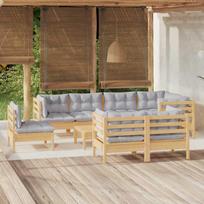 Lauko baldų komplektas VLX Garden Lounge Set 3096063, pilkas/rudas, 8 vietų
