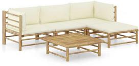 Lauko baldų komplektas VLX 5 Piece Garden Lounge Set 3058191, kreminės spalvos, 4 vietų