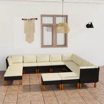 Lauko baldų komplektas VLX Garden Lounge Set 3094613, juodas, 12 vietų
