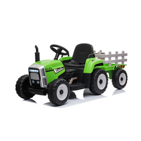 traktoriaus priekaba - Vaikiškas elektrinis traktorius su priekaba, žalias (Green) - 1 nuotrauka