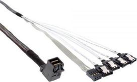 InLine Kabelis Mini SAS HD SFF-8643 kątowy - 4x SATA + Sideband 1m (27631B)