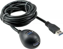 usb kistukas usb lizdas - Kabelis USB InLine 3.0 Typ A męski - A żeński + Power su Stand juoda 3m (35653) - 1 nuotrauka