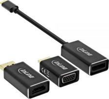 vga hdmi adapteris - Adapteris USB InLine InLine Universali Karta Graficzna do laptopa na USB-C - DisplayPort HDMI VGA - 4K - juoda - 1 nuotrauka