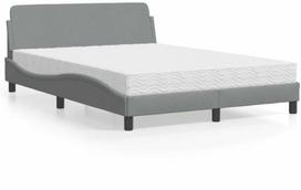 vidaXL Lova Dover su čiužiniu, 140x200 cm, šviesiai pilka (Light Grey)