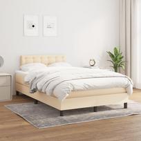 vidaXL Lova su spyruoklėmis ir čiužiniu, kreminė (Cream), 120x200 cm, audinys
