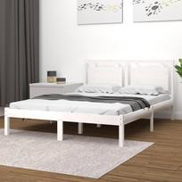 vidaXL Lovos rėmas, 160x200 cm, balta (White), medienos masyvas