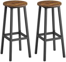 baro kojos - Baro kėdžių komplektas Songmics Vasagle, rudos/juodos (Brown/Black), 74 cm, 2 vnt. - 1 nuotrauka