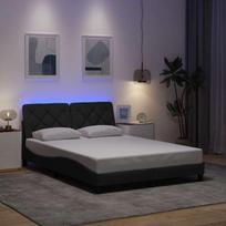 vidaXL Lovos rėmas su LED, tamsiai pilkas (Dark Grey), 120x200 cm, be čiužinio