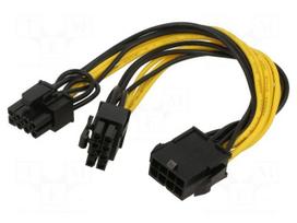 Akyga AK-CA-81 PCI-E 8-pin (f) į 2 x PCI-E 6+2-pin (m) Adapteris su kabeliu 15cm