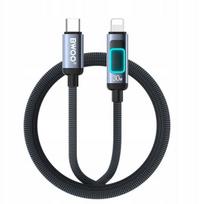 led usb laidas - BWOO X324CL Plecionas greito įkrovimo kabelis su šviesos indikatoriumi PD 27W USB-C - Lightning - 1 nuotrauka