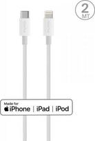 Puro Plain USB-C į Lightning laidas su MFI 2m Baltas (White)