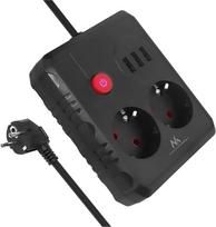 elektros ilgintuvas - Maclean MCE387 B Maitinimo paskirstytuvas, 2 lizdai + 3xUSB, 1.5m, juodas (Black) - 1 nuotrauka