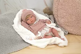 ARIAS Reborn lėlytė su rausvais rūbeliais, 40 cm