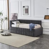 dvigule lova - Lova Signal Meble Derby, 160x200 cm, pilka (Grey), su ištraukiama dalimi - 1 nuotrauka