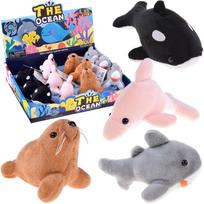 Pliušiniai vandenyno gyvūnai su cypteliu, ruonis/delfinas/žudikas banginis/ryklys, 8 cm, Ocean ZA5779