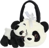 AURORA FANCY PALS Pliušinis žaislas panda rankinėje, 20 cm, balta/juoda (White/Black)